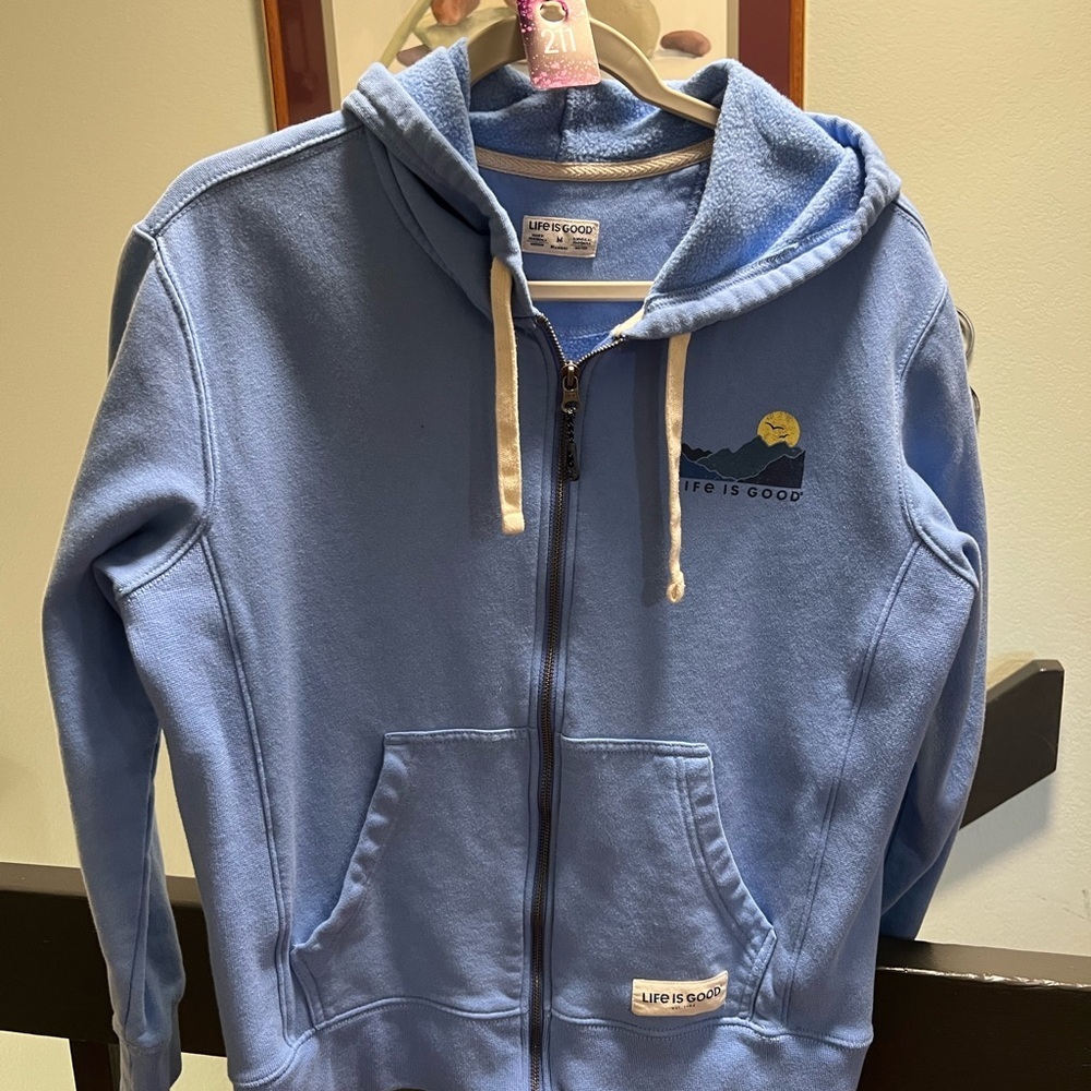 Life Is Good Light Blue Fleece Zip Hoodie #211